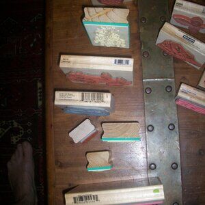 Wooden Stamp Block Rubber Ink Stamps 00’s Lot Of 16, some Large, Floral all nice